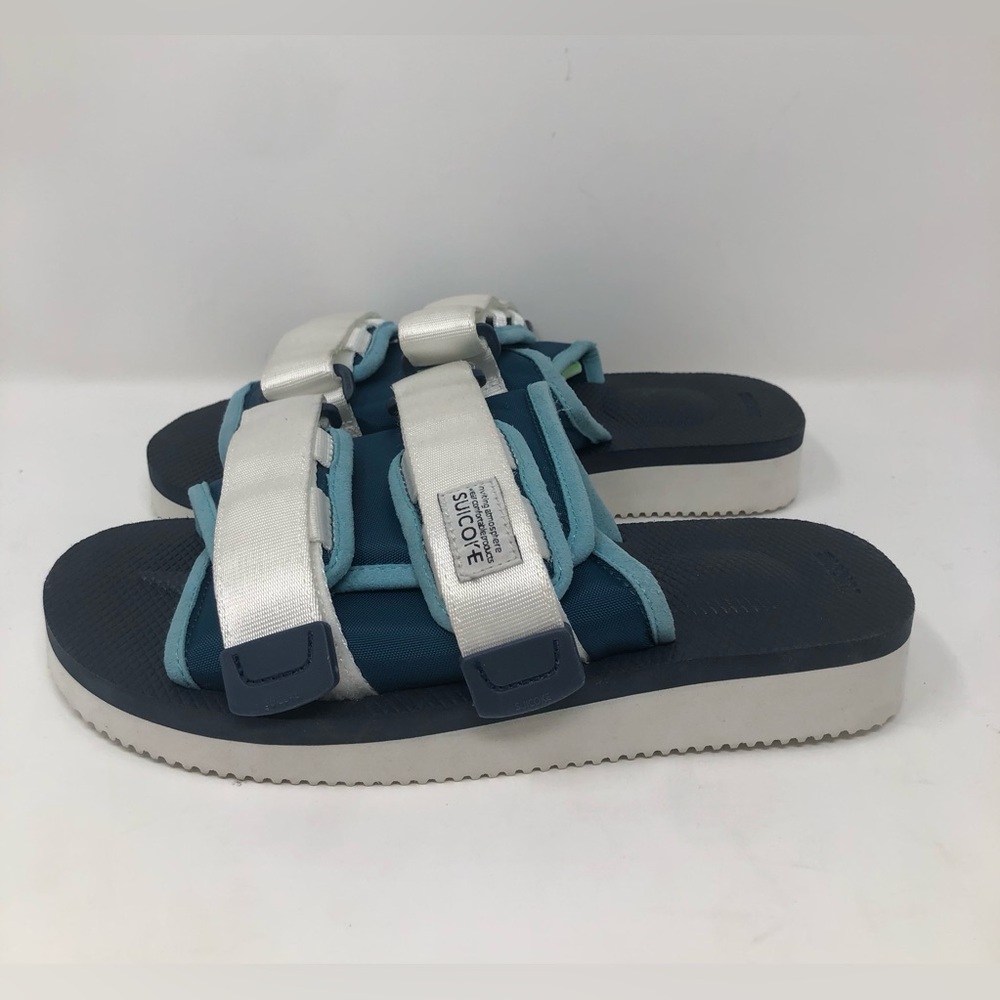 New Suicoke Womens MOTO-VS Slip On Women Blue White Sandals Size 5
